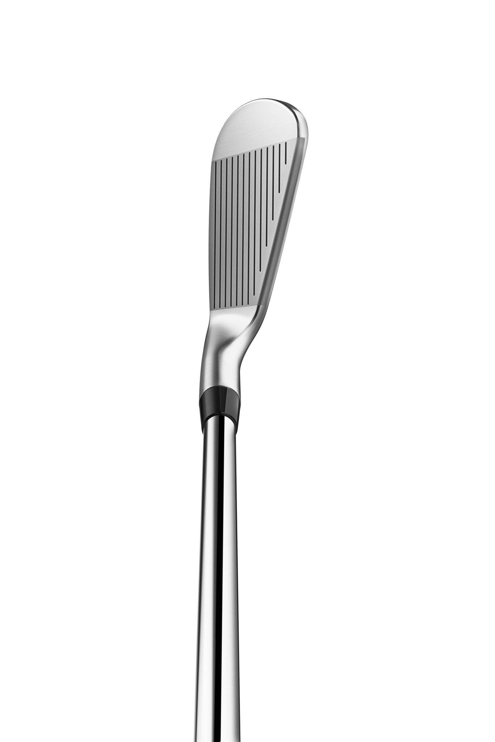 A 2025 Titleist T100 iron viewed at address, showing the thin topline and minimal offset.
